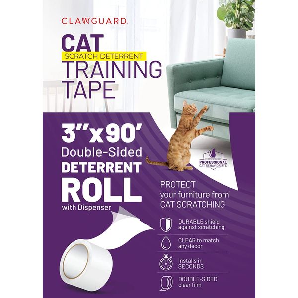 CLAWGUARD Cat Repellent Tape Dispenser, Anti Scratch Shield, Sofa Protector, All Breed Sizes