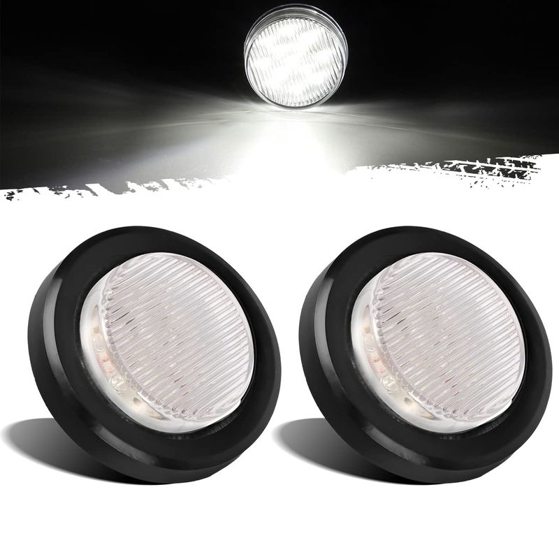 Partsam 2Pcs 2.5 Inch Round White 13 Led Side Marker Clearance Lights ...