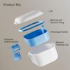 BVN Leak-Proof Denture Case, Denture Cup for Soaking Dentures, Retainer Cleaning Case (White+Blue).
