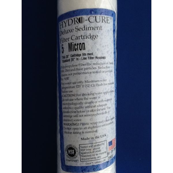 HYDRO CURE DELUXE 5 MICRON 20"x2.5" SEDIMENT FILTER