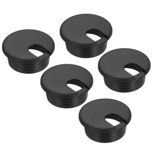 MECCANIXITY 5 Pcs Desk Hole Grommet 1.5 Inch(38mm), ABS Plastic Round Desk Hole Cover Wire Cable Cord Organizer for Home Office Computer Table Cables, Black