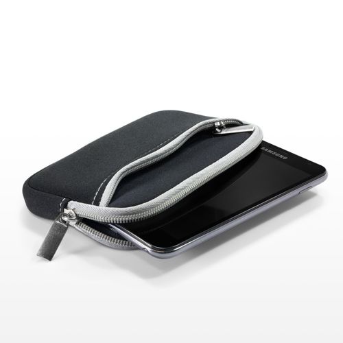 BoxWave Case Compatible with Sony Walkman (NW-WM1AM2) - SoftSuit with Pocket, Soft Pouch Neoprene Cover Sleeve Zipper Pocket - Jet Black with Grey Trim