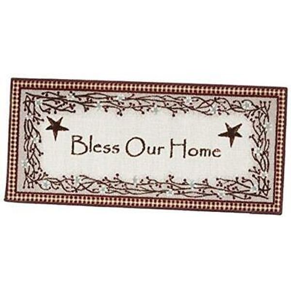 s Bless Our Home Berry Blossoms Floral Welcome Door Mat 20 in x 44 in Deep Red