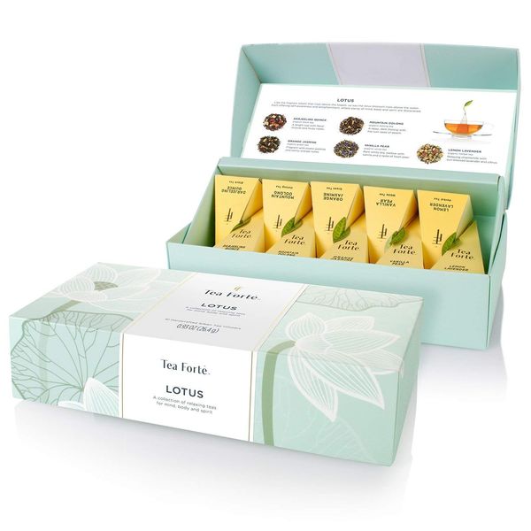 Lotus Relaxing Organic Tea, Petite Presentation Box, Sampler Gift Set with Ha...
