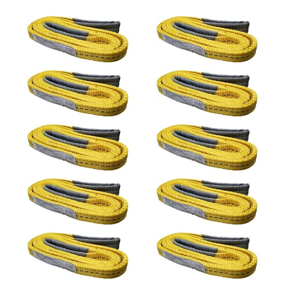 10 Pack 1" x 6ft 2 Ply Polyester Flat Eye Lifting Sling Strap Web Sling 3100 lbs