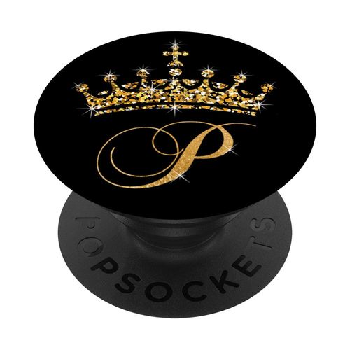 Initial Letter P Crown Queen Princess Royal - Crown P PopSockets PopGrip: Swappable Grip for Phones & Tablets