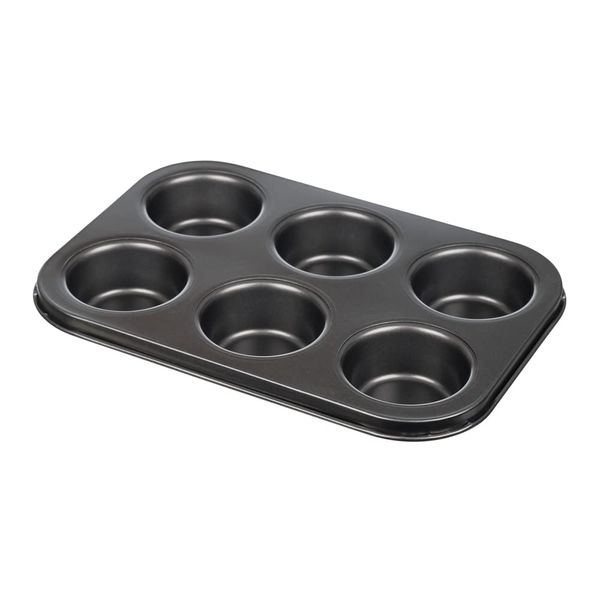 Invero Oven Muffin Tray 6 Cup Non-Stick Bakeware Pan Dish for Fairy Cakes, Muffins, Yorkshire Puddings, Cupcakes, Brownies and More - Carbon Steel