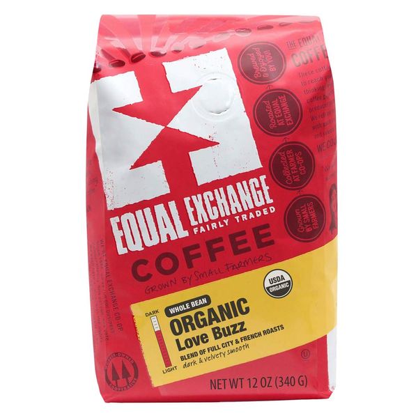 Equal Exchange Organic Coffee Bean, Love Buzz Blend, 12-Ounce Bag