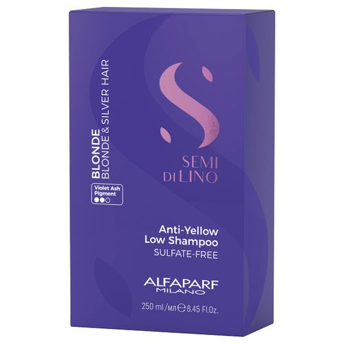 Alfaparf Milano Semi di Lino Blonde Anti-Yellow Low Shampoo for Blonde, Platinum and Silver Hair - Sulfate Free Purple Shampoo - Removes Yellow and Brassy Tones - Corrects Brassiness