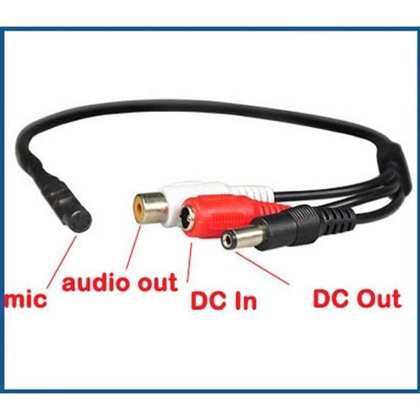 Mini Mic Audio Microphone Cable for CCTV Security Camera Mic With Power Cable
