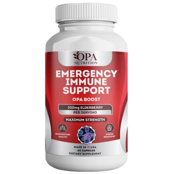 OPA Immune System Booster, Elderberry, Zinc, Turmeric, Echinacea Garlic - 60 Ct