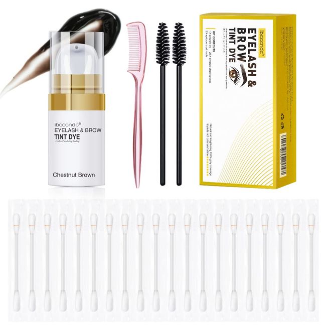 Eyelash & Eyebrow Tint Dye Kit: DIY Lashes & Brows Makeup Tinting Kit with Tools - Suitable For Salon and Home Use (brown)