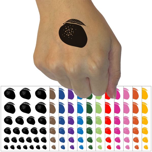 Mango Fruit Solid Temporary Tattoo Water Resistant Fake Body Art Set Collection - Brown (One Sheet)