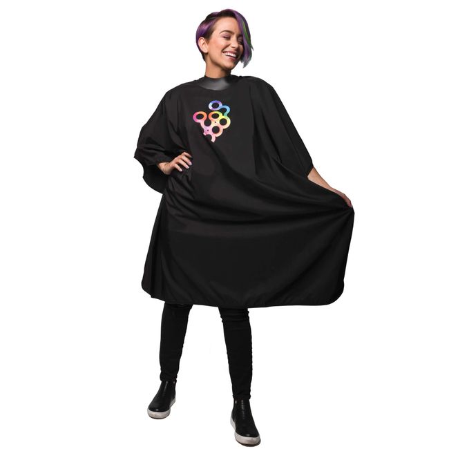 FRAMAR Cutting Cover Barber Cape - Hair Cutting Cape with Snap Closure and Rubberized Collar, Haircut Cape, Salon Cape - Hair Cape for Cosmetology Supplies and Barber Supplies