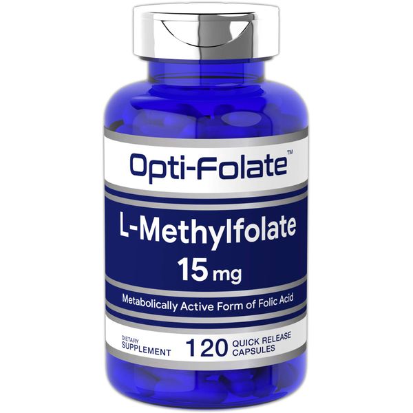 L Methylfolate 15mg | 120 Capsules | Value Size | Max Potency | Optimized and Activated | Non-GMO, Gluten Free | Methyl Folate, 5-MTHF | by Opti-Folate