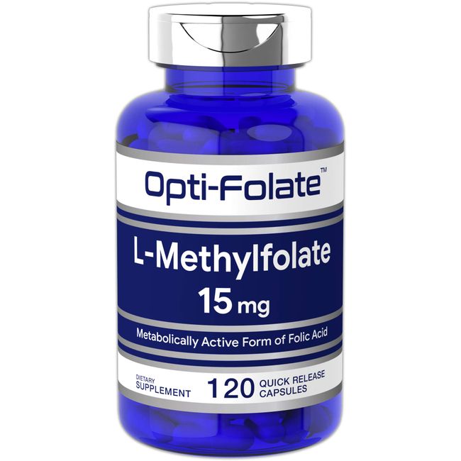 L Methylfolate 15mg | 120 Capsules | Value Size | Max Potency | Optimized and Activated | Non-GMO, Gluten Free | Methyl Folate, 5-MTHF | by Opti-Folate