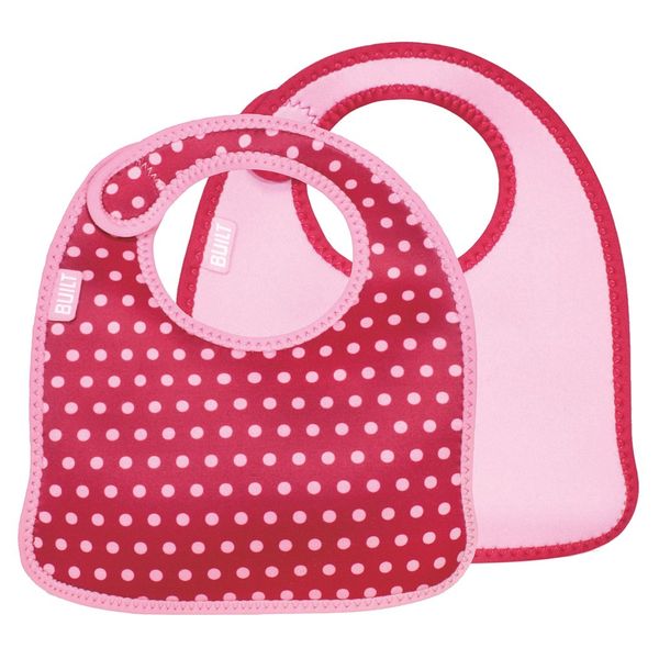 Built NY Infant Bib Baby Pink Mini Dots (Set of 2)