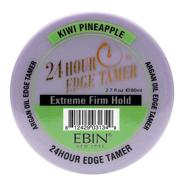 EBIN NEW YORK 24 Hour Edge Tamer Refresh – Extreme Firm Hold, 2,7 Oz/ 80mL, Kiwi Pineapple – No Flaking, No White Residue, Shine and Smooth with Argan Oil & Castor Oil