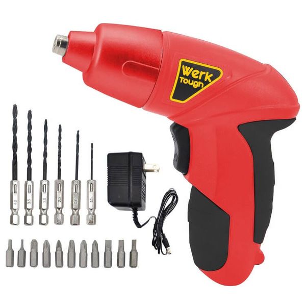 Werktough 4.8v Cordless Screwdriver with 6 Hexagon Drill and 11 Screwdriver Bits S011