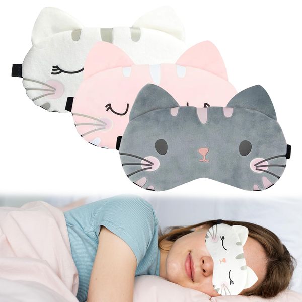 TYVOM 3 Pcs Kids Eye Mask, Eye Mask for Sleeping Kids with Adjustable Strap Cute 3D Animal Eye Masks for Girls Adult Children Kids Sleeping Travel