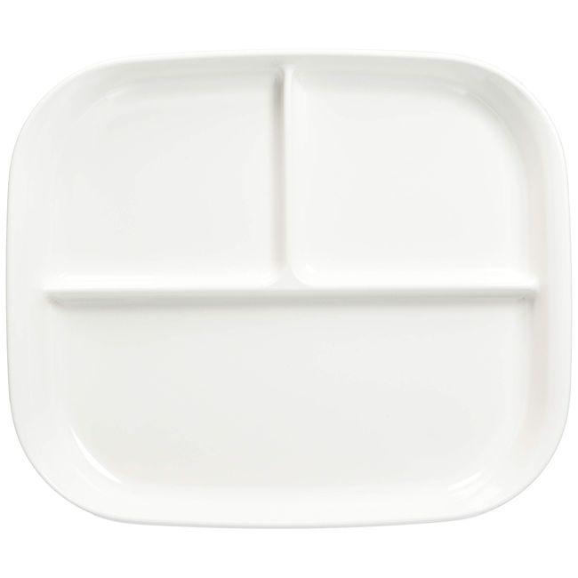 Pearl Metal K-6388 Tableware, Plate, Divider, Square Plate, Easy to Use, White, Made in Japan