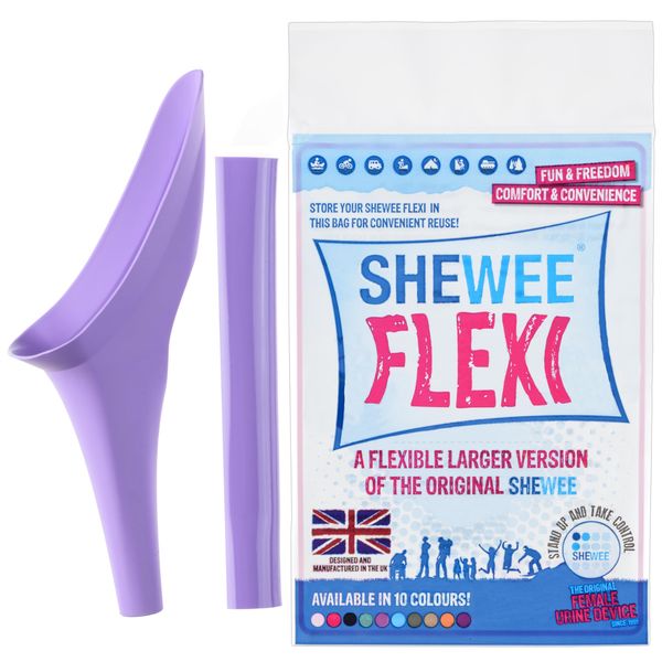 SHEWEE Flexi – The Original Female Urinal – Made in the UK – Reusable, Flexible & Portable Urination Device. Festival, Camping, Car, Hiking Essentials for Women. Stand to Pee Funnel – Lilac