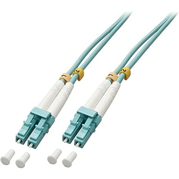 LINDY LWL-Duplexkabel LC/OM3 1m 50/125µm Multimode, Aqua, 1 Meters