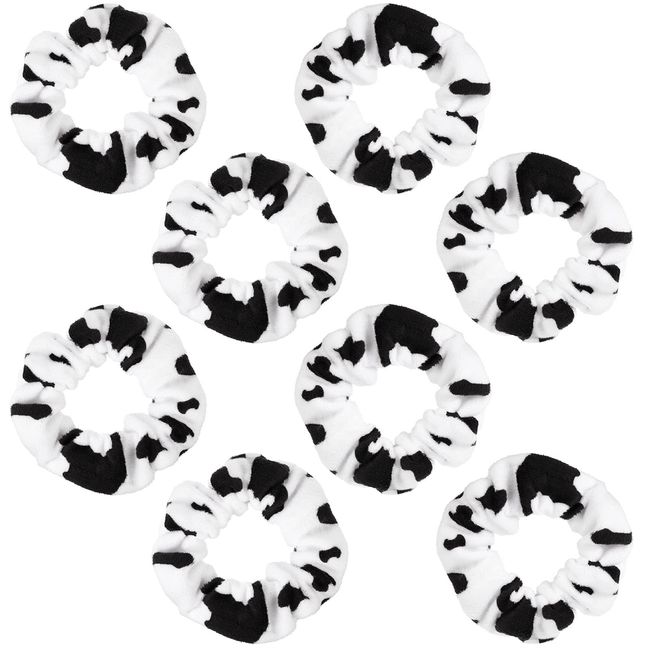 Zeyune 8 Pieces Cow Hair Scrunchies Cow Hair Ropes Cow Elastic Hair Ties Cow Hair Bands Headwear Hair Accessories for Women Girls Hair Styling Decoration, 8 Count (Pack of 1)
