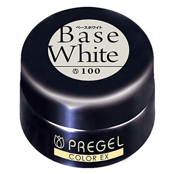 Pregel Gel Nails, Color EX, Base White, 3.5 oz (100 g), Color Gel, UV/LED Compatible