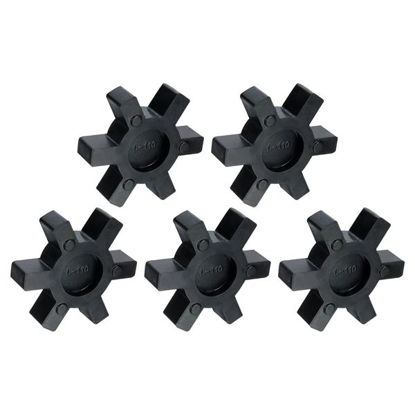 sourcing map 5pcs L110 Jaw Coupling Insert, Flexible Solid Type NBR Rubber Jaw Coupling Center Inserts for L Jaw Coupling L-Jaw Coupler Set, Black