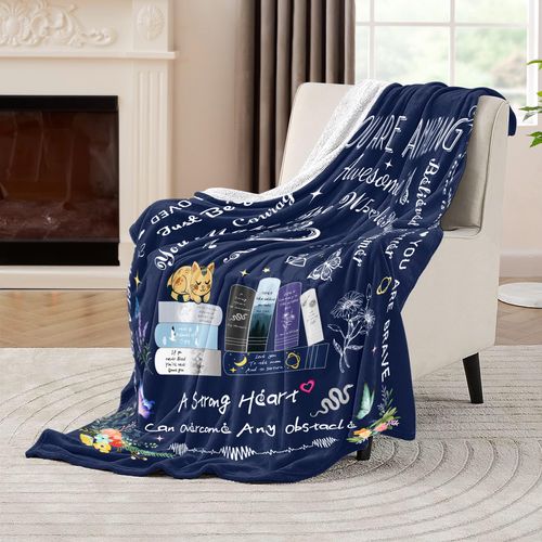 Blue Inspirational Throw Blanket Birthday Gifts for Men Grandma 50'' x 60'',Hug Get Well Healing Blankets Sympathy Present for Sick Adults,Thinking of You,Cancer After Surgery Sister Gift for Friend