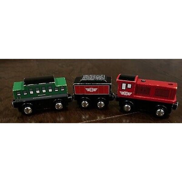 Maxim Ent Wooden Train Set Magnetic Engine Coal Car Caboose Fits Thomas & Brio