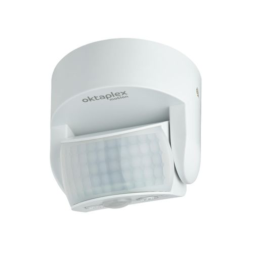 Oktaplex Bea Motion Sensor Outdoor IP65 Swivelling 180° Infrared Sensor 12 m Range 230 V White with Twilight Sensor