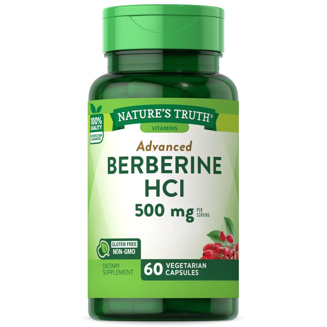 Nature's Truth Berberine Capsules | 500mg | 60 Count | Vegetarian, Non-GMO, & Gluten Free Supplement