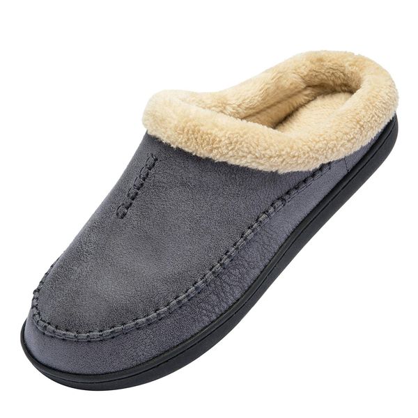 DEENOR Room Shoes, Men's, Slippers, Warm, Winter Sandals, Boa Included, Room Slippers, Warm, Anti-Slip, Easy to Put On Crouch, Indoor/Outdoor Shoes, gray (dark gray)