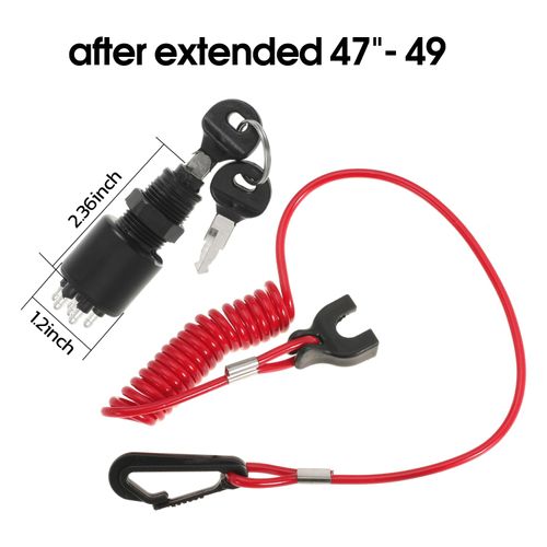 Ignition Key Switch with Safety Lanyard Replace 5005801 175974 for OMC for Johnson for Evinrude 40-200HP Outboard Motor