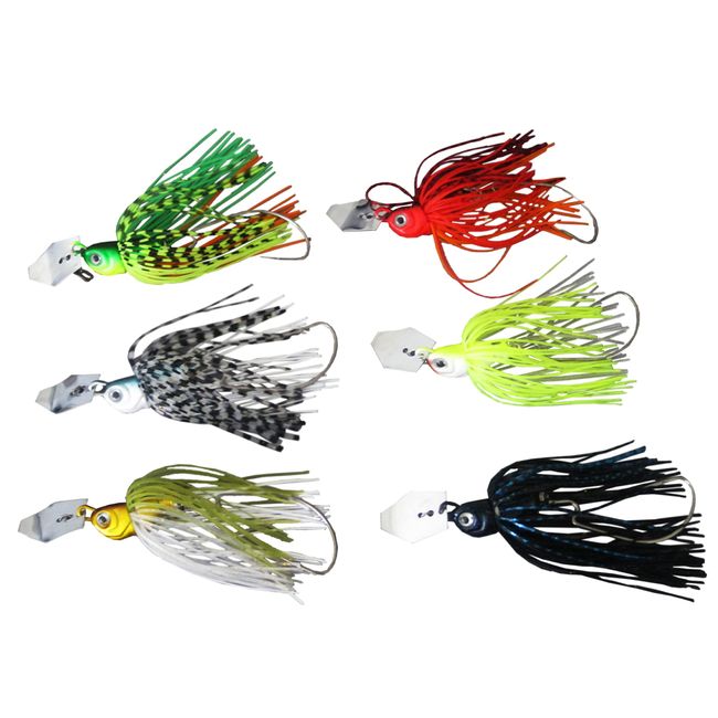 HAMILO Chatterbait Lures Rubber Jigs Bass Fishing 6 Colors Set