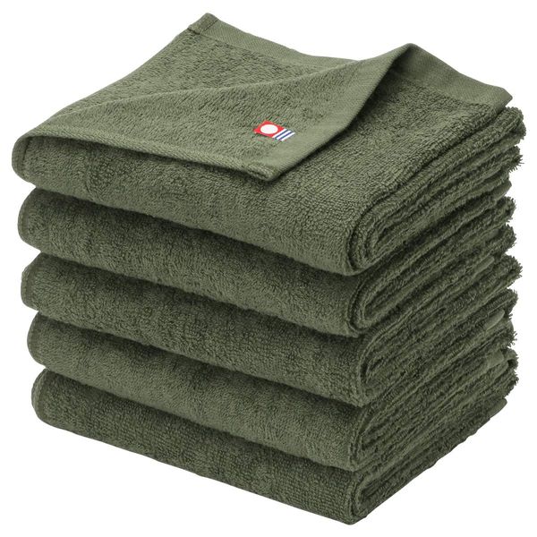 Imabari Towel, Made in Japan, Face Towels (15 Colors) 100% Cotton, 2 lbs (240 Momme), 13.4 x 33.9 inches (34 x 86 cm), Set of 5, Sage (Imabari Face Towel, Plain, Imabari, Towel Set, Domestically Produced, Aesthetic Towel, Business Towel, Hotel Specificati