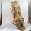 Drag Queen Long Wave Wig Brown Roots Ombre Medium Blonde Natural Color Synthetic Lace Front Wigs for Women Ladies Daily Wear Cosplay Party Blonde Wigs Side Part 24Inches