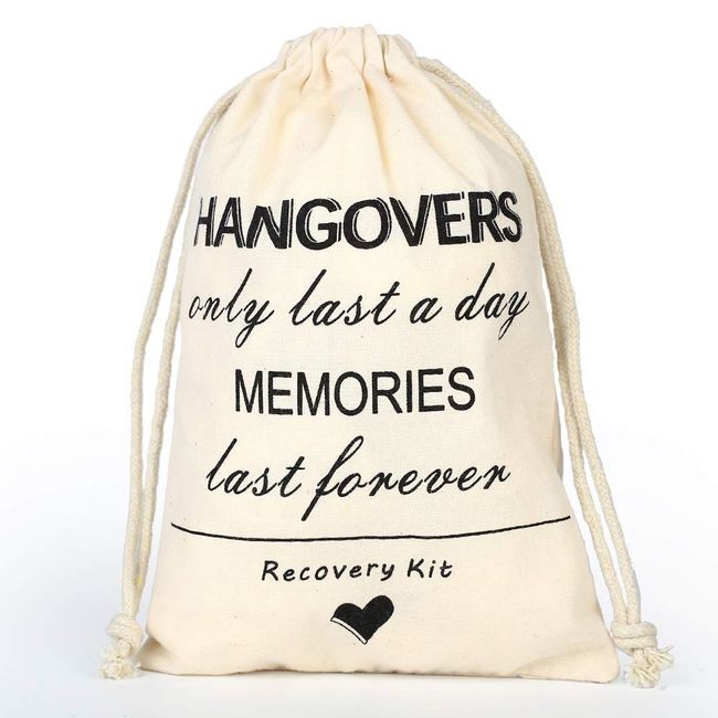 Set of 10 Bags Party Hangovers only last a day memories last forever  hangover kits bags hangover recovery kit bags wedding favor kit bag  bachelorette