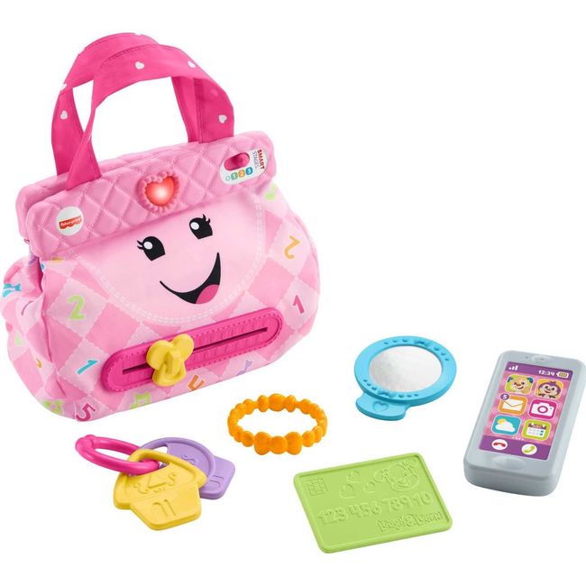 Fisher-Price Laugh & Learn Baby & Toddler Toy My Smart Purse Pretend Dress Up Set With Lights & Learning Songs For Ages 6+ Months