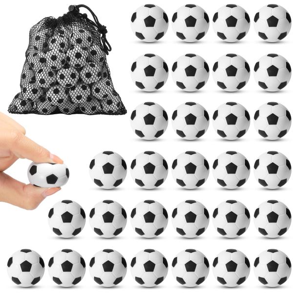 30 Pack Mini Foam Soccer Balls Sports Stress Balls Soccer Party Favors Footballs 1.2 Inch Anxiety Relief Sports Ball for Kids Adults with Drawstring Mesh Bag