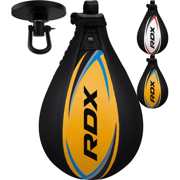 RDX Boxbirne Erwachsene Leder Set, Speedball Hängend Mit Halterung, Profi Punchingball Boxing Speed Bag, Geschwindigkeit Ball Boxen Training Trainingsgeräte