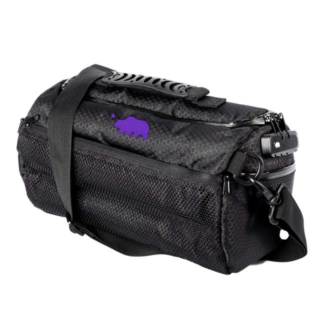 Cali Crusher 100% Smell Proof Duffle Bag w/Combo Lock (Black/Purple, 12")