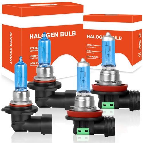 HMCYCI Halogen Headlight Bulbs for Nissan Quest 2011-2017, 9005 High Beam & H11 Low Beam,12V 100W 5000K White, 300% Brighter, Plug and Play,Pack of 4