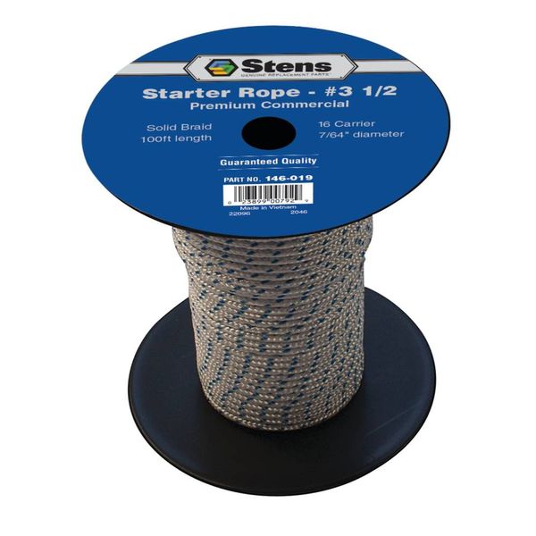 Stens 146-019 100' Solid Braid Starter Rope, #3 1/2 Solid Braid, ea, 1
