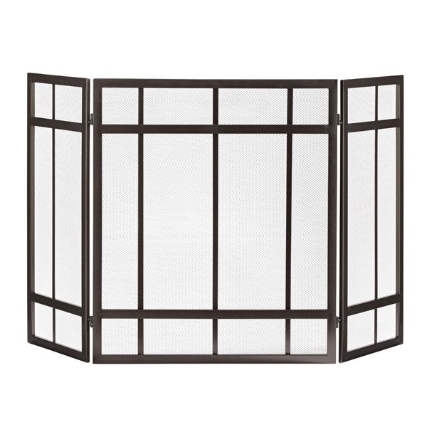 Mission Style Steel Fireplace Screen Brown Craftsman Powder Coated