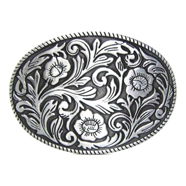 MASOP VOGU Antique Engraved Flower Solid Metal Belt Buckle Men Women Western Cowboy