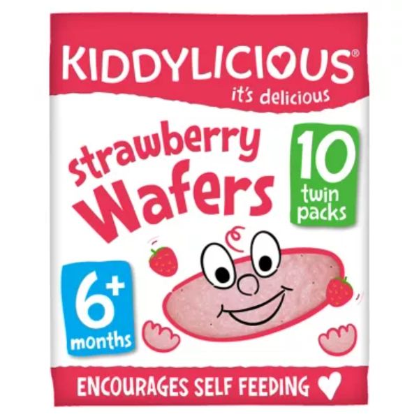 Kiddylicious Wafers, Strawberry, Baby Snack, 6months+, Multipack, 10x4g