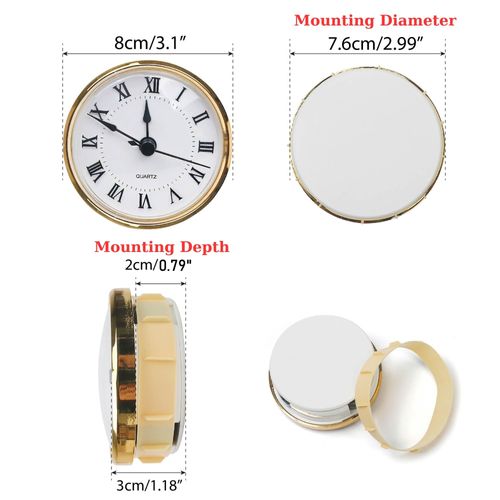 Marsrut Clock Inserts 3 Inch/76mm Hole Mounting Diameter, Quartz Clock Movement Replacement, Gold Rim Roman Retro Numeral Skeleton Clock Fit-Up for Wall Living Room Bedroom Home Decor, Easy to Read